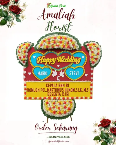 Karangan Papan Bunga Pernikahan di Padakaton